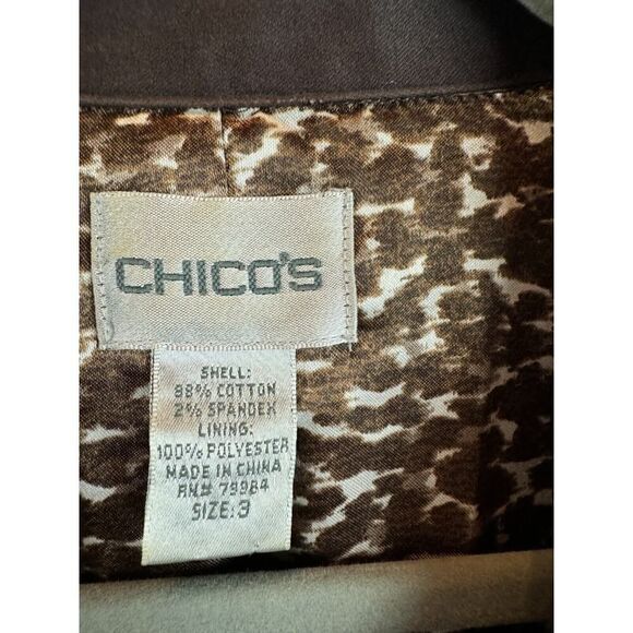 CHICO'S brown cotton stretch button collared jacket blazer size 3 XL - Picture 3 of 7